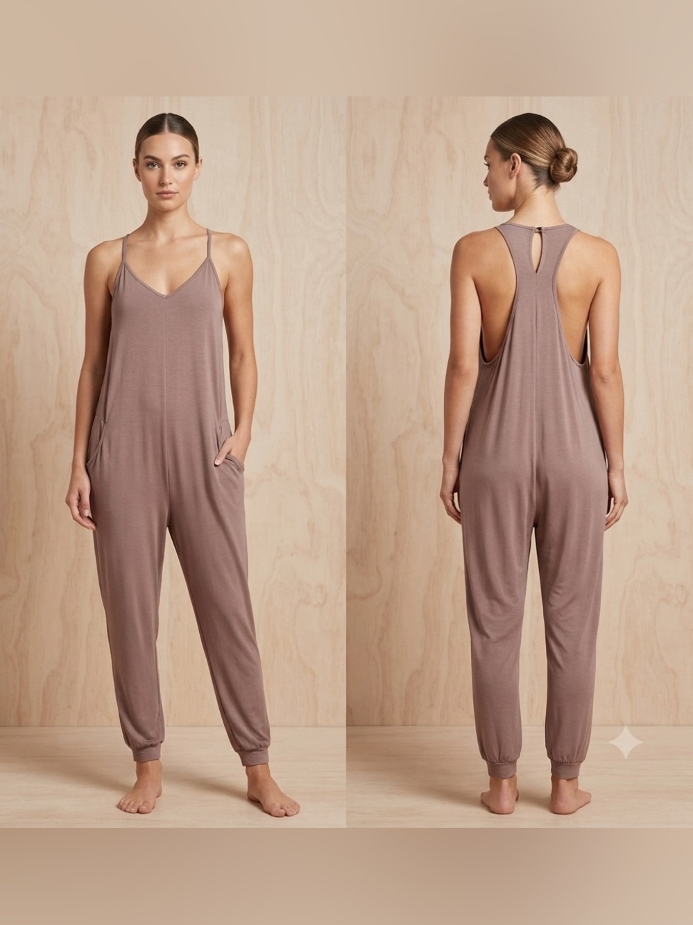 Taupe Sleeveless Jumpsuit Romper